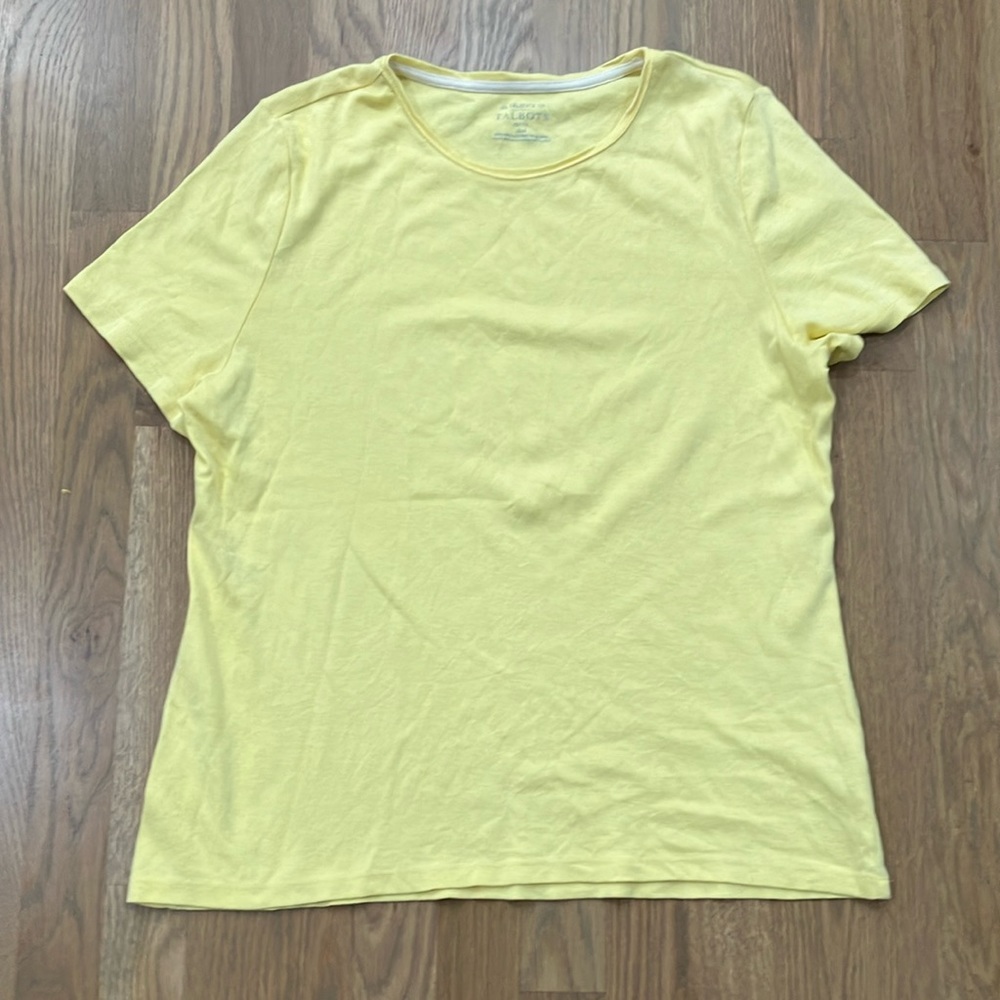 Talbots Women’s XLP The Talbots Tee Yellow Pima Cotton Short Sleeve Shirt Top